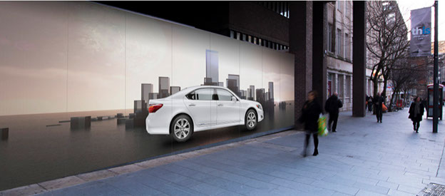 Printed roller shutter graphics on a commercial shopfront installed by Shutter Media in the UK — archive project 8.