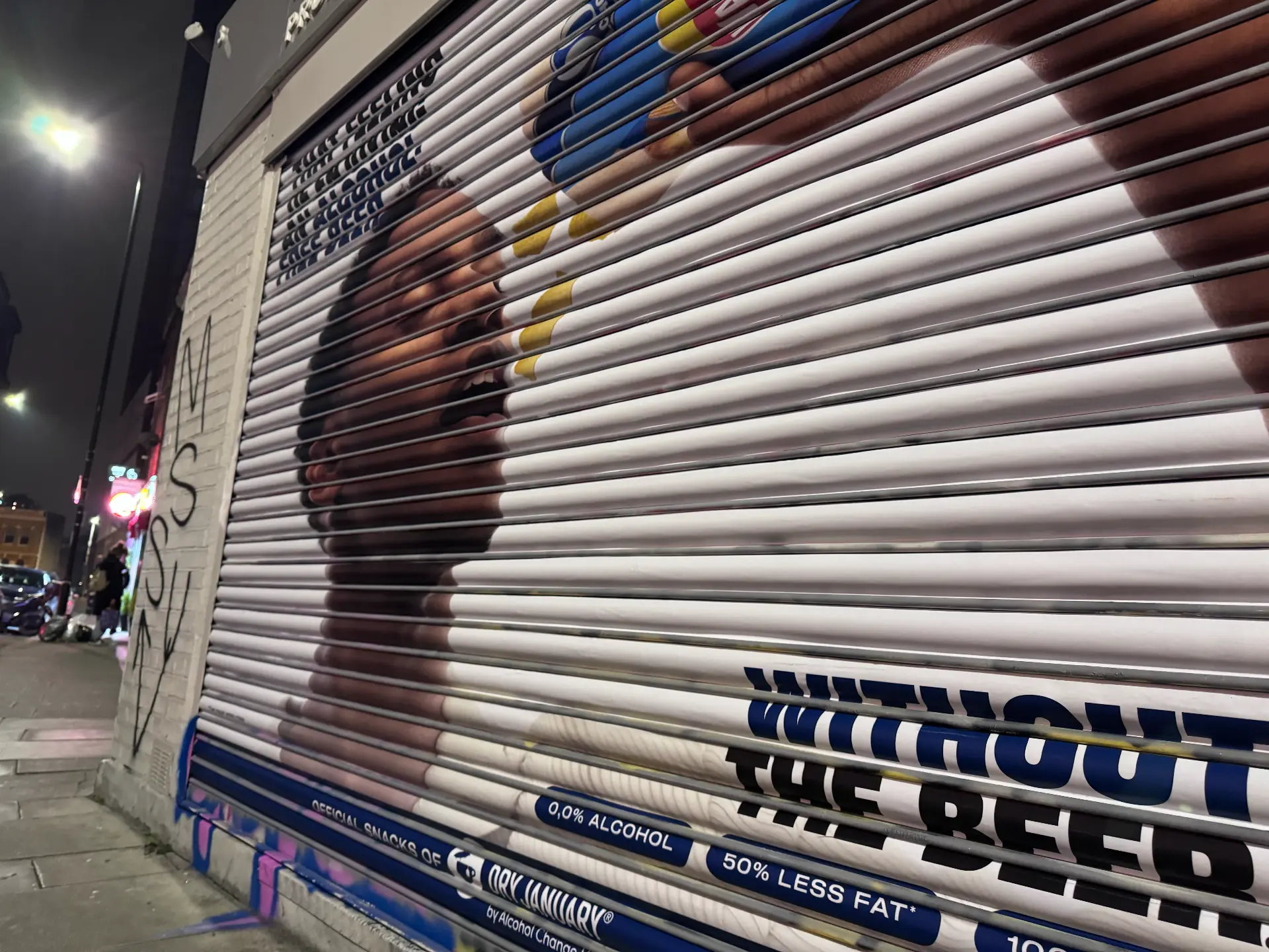 Roller shutter vinyl advertising a local business overnight designed, printed and installed by Shutter Media in Darlington.