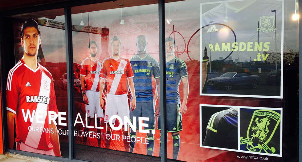 Football stadium graphics and club branding installed by Shutter Media in Darlington — archive project 4.