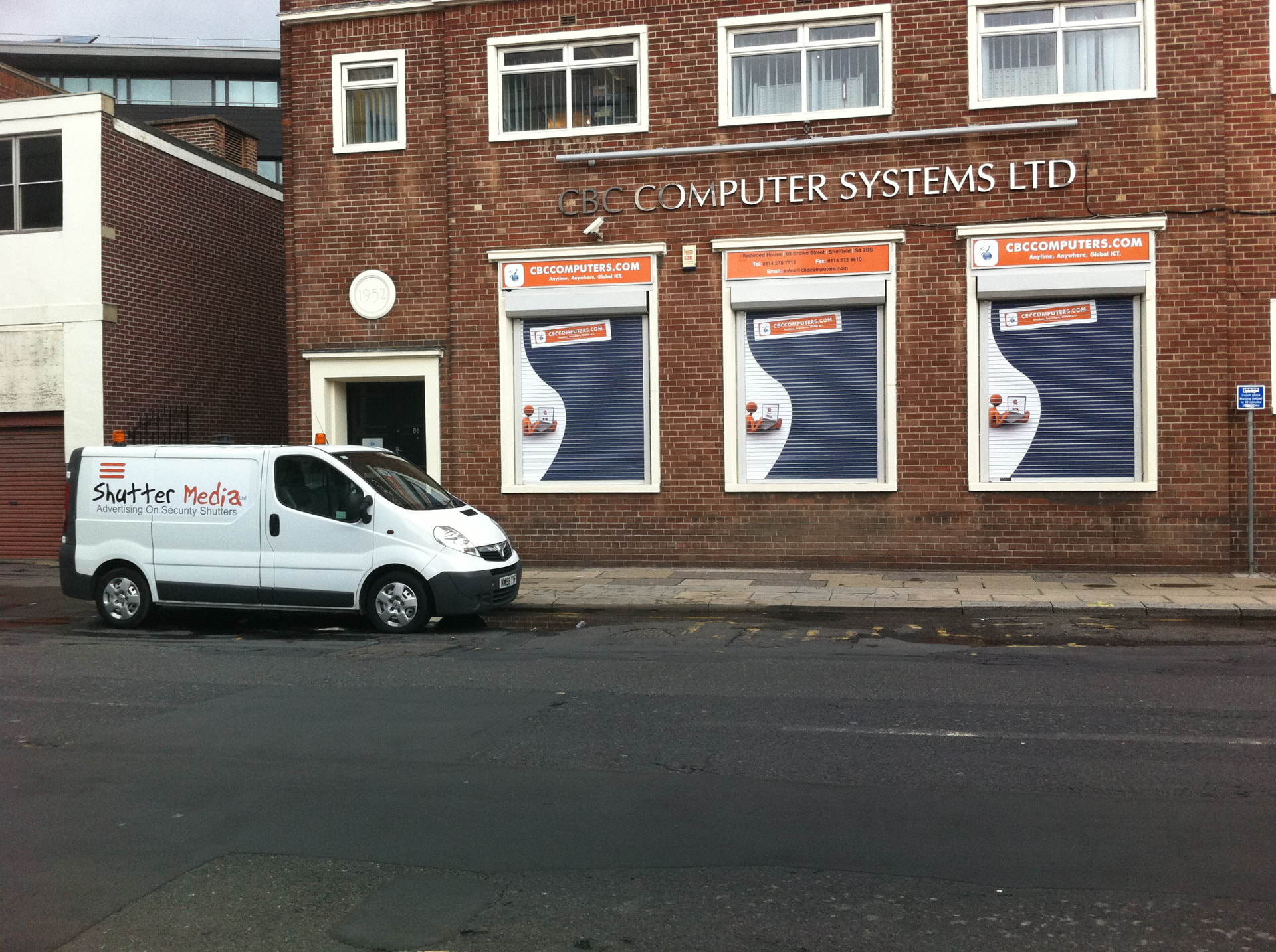 Printed roller shutter graphics on a retail shopfront designed, printed and installed by Shutter Media in Middlesbrough.