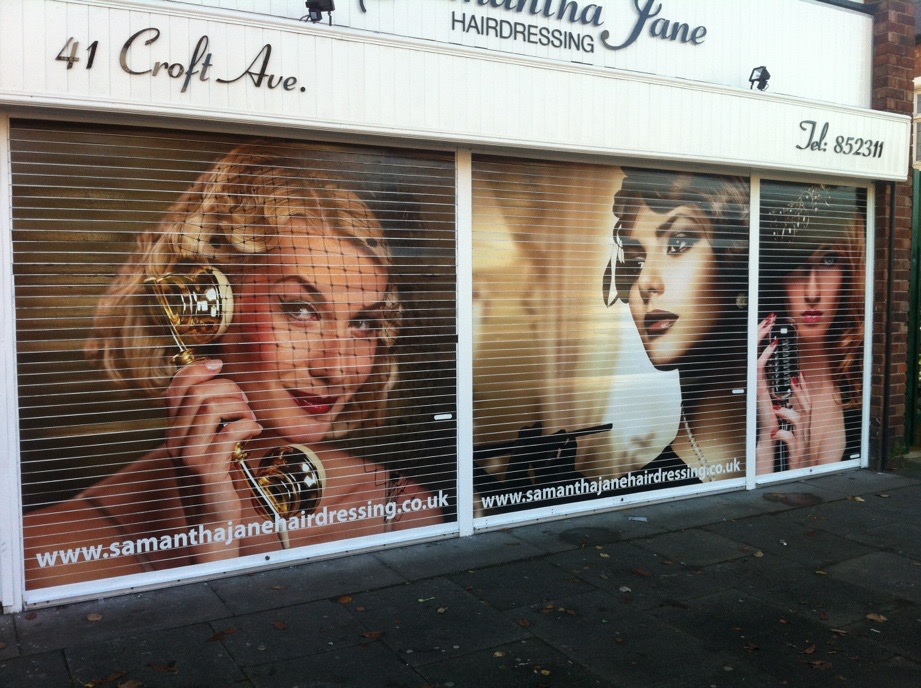 Printed roller shutter advertising a food and drink brand designed, printed and installed by Shutter Media in Newcastle upon Tyne.